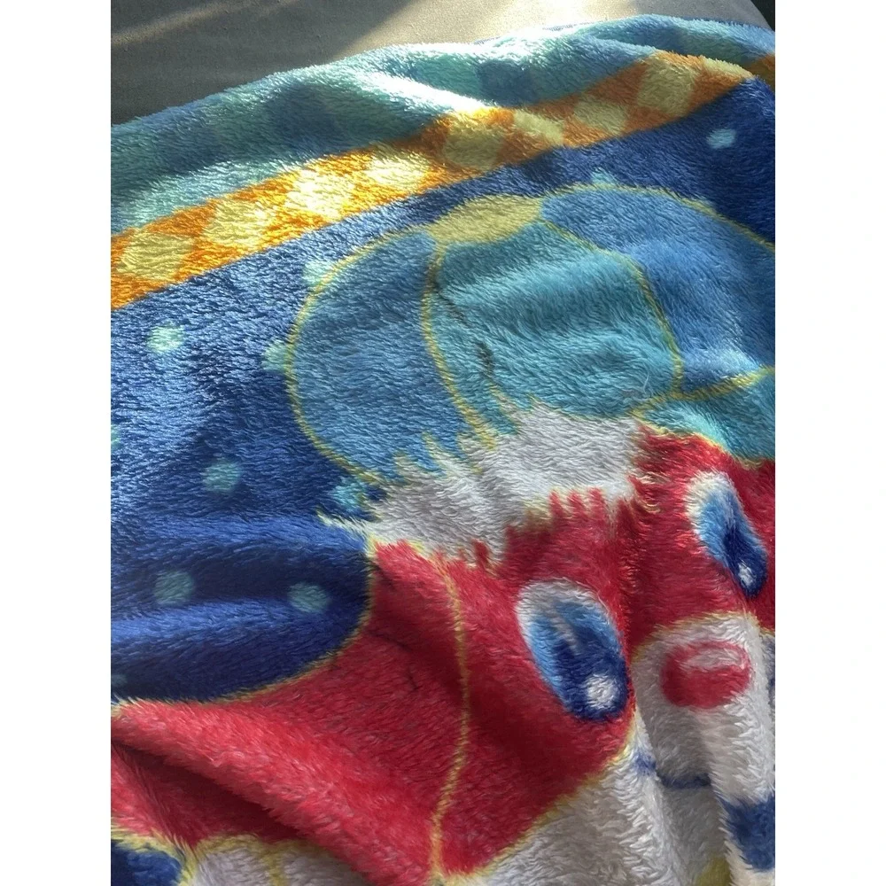 VTG RARE NovaTex Baby Blanket Puppy Dog Red Blue Vintage Soft